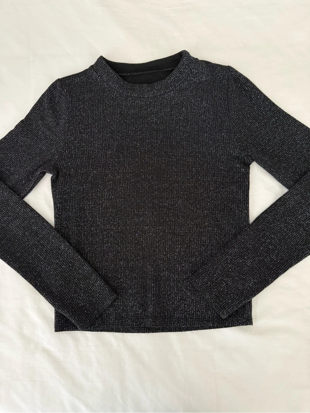Justice Girls Black Metallic Sparkle Long Sleeve Top Fall Halloween Autumn 12